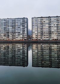 Reflection of buildings in city