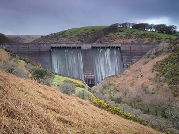 Scenic view of dam against sky