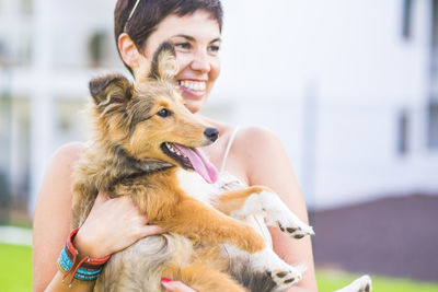 Portrait of a woman with dog