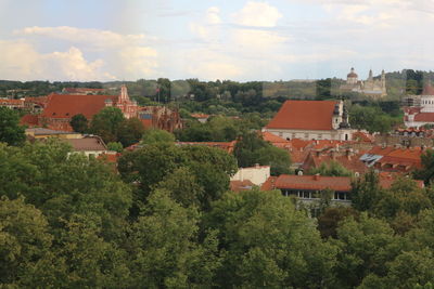 High angle view of townscape against sky