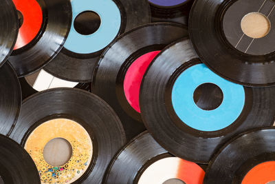 Full frame shot of colorful records