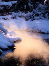 Aerial view of snow covered landscape