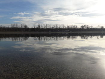 Scenic view of lake against sky