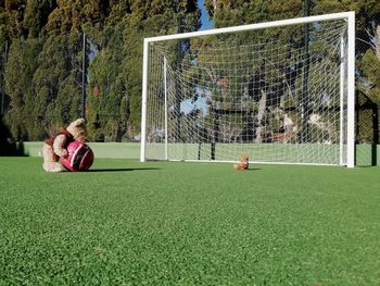 Man playing soccer on field