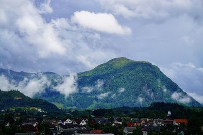 High angle view of townscape against sky