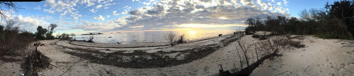 Scenic view of sea at sunset