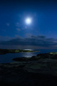 Scenic view of sea against sky at night