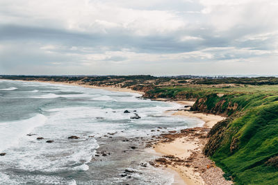 Scenic view of beach against sky