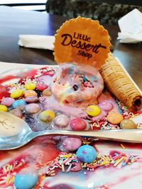 Close-up of cake on table