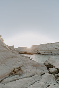 Scenic view of desert against clear sky