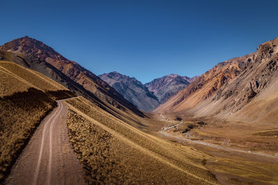 Scenic view of mountains against clear sky