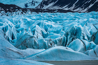 High angle view of snowcapped mountains