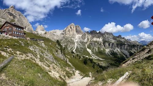 Panoramic view of rocky mountains against sky