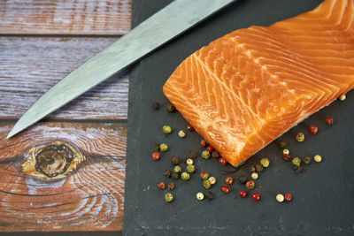 High angle view of food on table