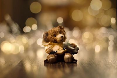 Close-up of christmas decorations on table