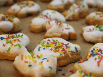 Close-up of cookies on table