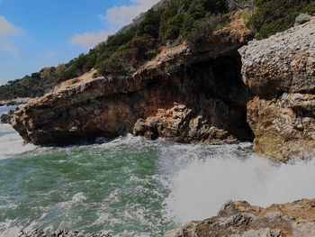 Rock formation on sea shore