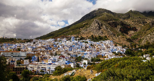 High angle view of townscape against sky