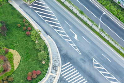 High angle view of vehicles on road