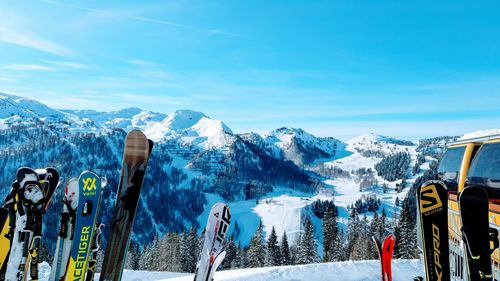 Panoramic view of snowcapped mountains against sky