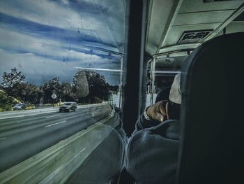 Road seen through car windshield