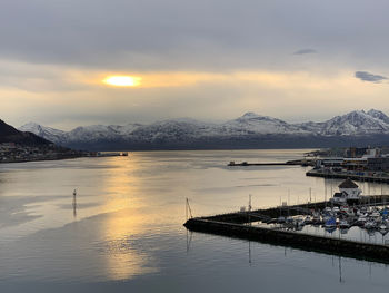 Scenic view of sea against sky during sunset