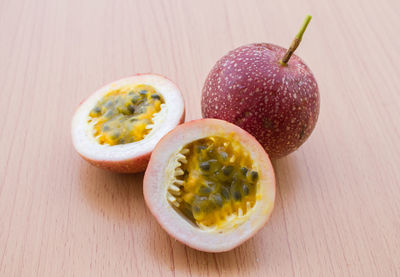 High angle view of fruits on table