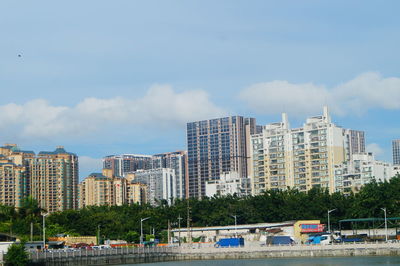 Buildings against sky in city