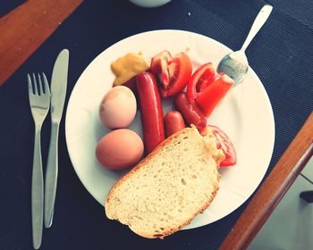 Close-up of breakfast served on plate