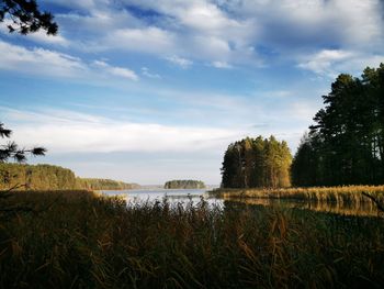 Scenic view of lake against sky