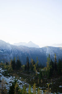 Scenic view of mountains against clear sky