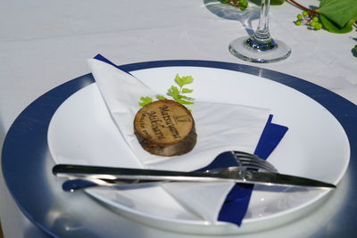 High angle view of food in plate