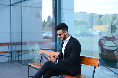 Businessman using digital tablet