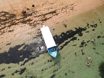 High angle view of sand on beach