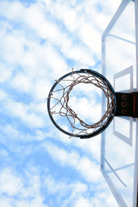 Low angle view of basketball hoop against sky