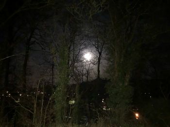 Low angle view of illuminated lights at night