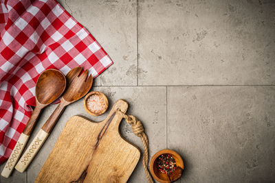 High angle view of heart shape on table