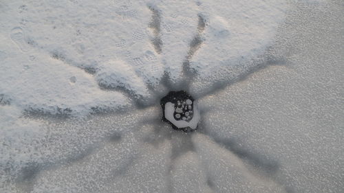 Close-up of snow on sand