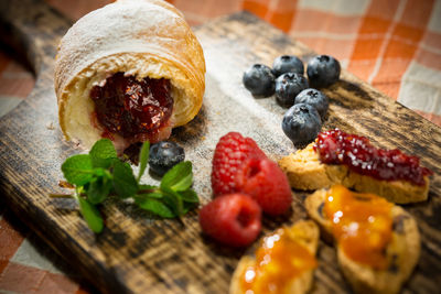 Close-up of dessert on table