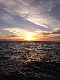 Scenic view of sea against dramatic sky