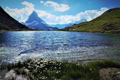 Scenic view of lake against sky