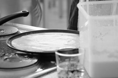 High angle view of drink on table