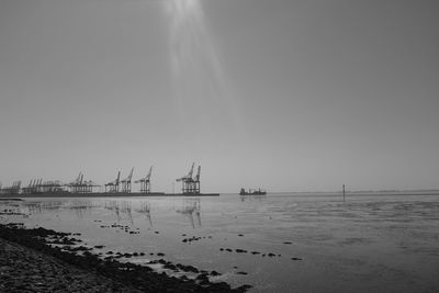 Scenic view of sea against clear sky