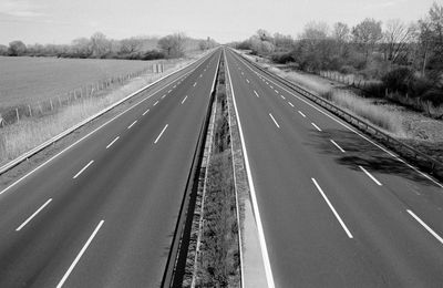 M1 highway in hungary on good friday during the april lockdown. 