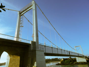 Low angle view of suspension bridge