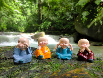 High angle view of people sitting outdoors