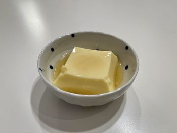 High angle view of dessert in bowl