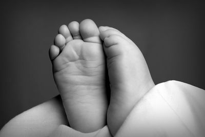 Sweet baby feet in black and white