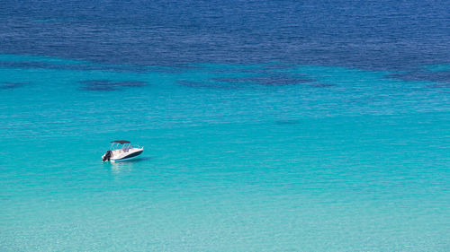 High angle view of boat on the sea