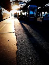 Train at railroad station at night